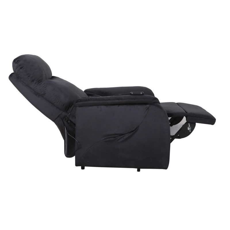Sillón reclinable eléctrico (terciopelo) / negro Sillón reclinable eléctrico (terciopelo) / negro
