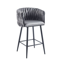 Taburete de terciopelo gris (estructura negra) Taburete de terciopelo gris (estructura negra)