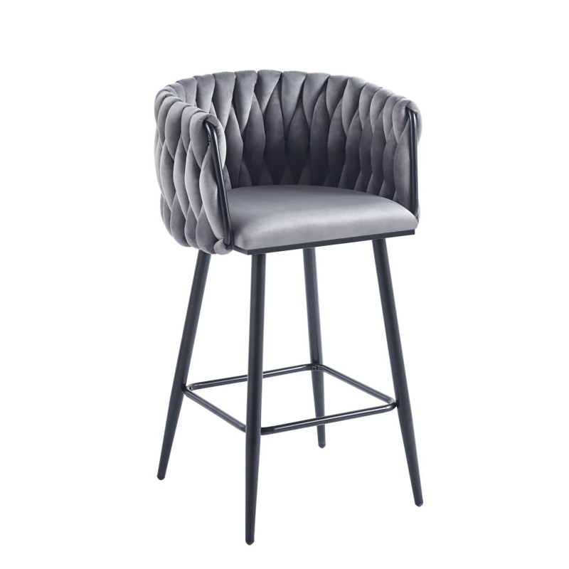 Taburete de terciopelo gris (estructura negra) Taburete de terciopelo gris (estructura negra)