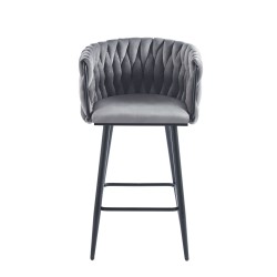 Taburete de terciopelo gris (estructura negra) Taburete de terciopelo gris (estructura negra)