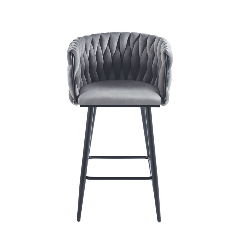 Taburete de terciopelo gris (estructura negra) Taburete de terciopelo gris (estructura negra)