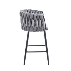 Taburete de terciopelo gris (estructura negra) Taburete de terciopelo gris (estructura negra)