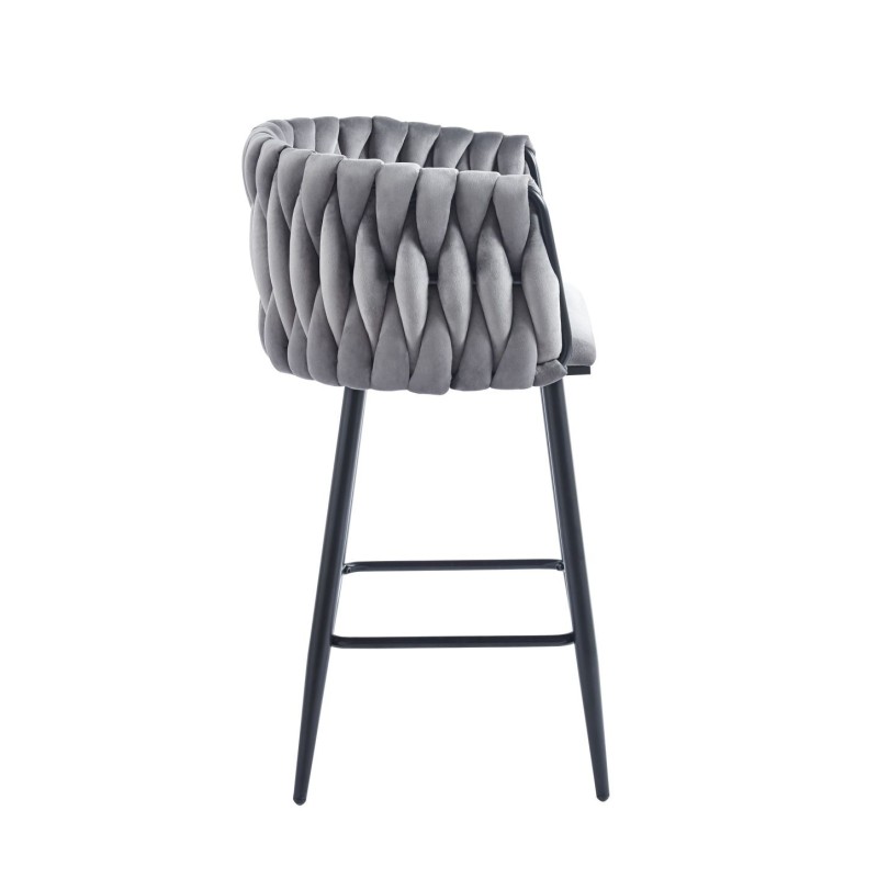 Taburete de terciopelo gris (estructura negra) Taburete de terciopelo gris (estructura negra)