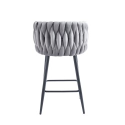Taburete de terciopelo gris (estructura negra) Taburete de terciopelo gris (estructura negra)
