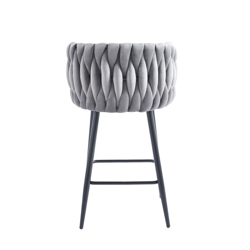 Taburete de terciopelo gris (estructura negra) Taburete de terciopelo gris (estructura negra)