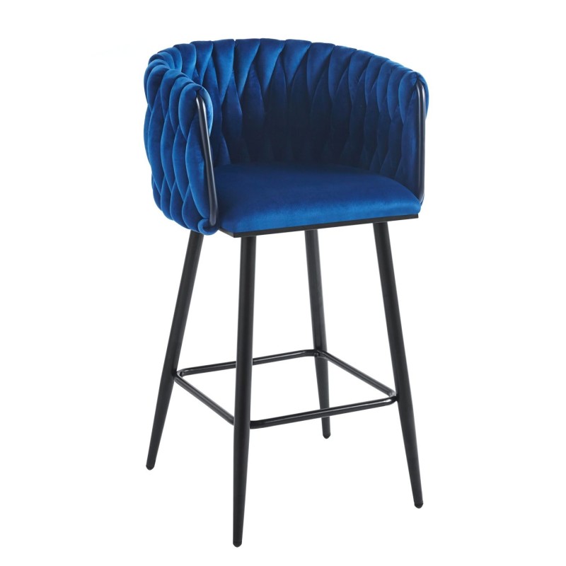 Taburete de terciopelo azul (estructura negra) Taburete de terciopelo azul (estructura negra)