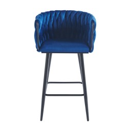 Taburete de terciopelo azul (estructura negra) Taburete de terciopelo azul (estructura negra)