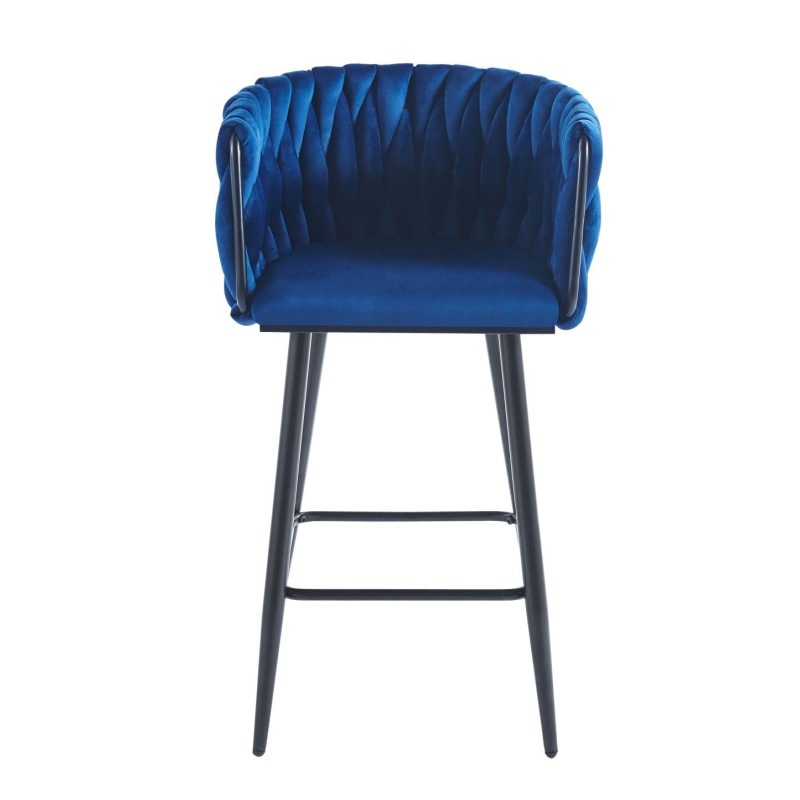 Taburete de terciopelo azul (estructura negra) Taburete de terciopelo azul (estructura negra)