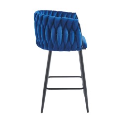 Taburete de terciopelo azul (estructura negra) Taburete de terciopelo azul (estructura negra)