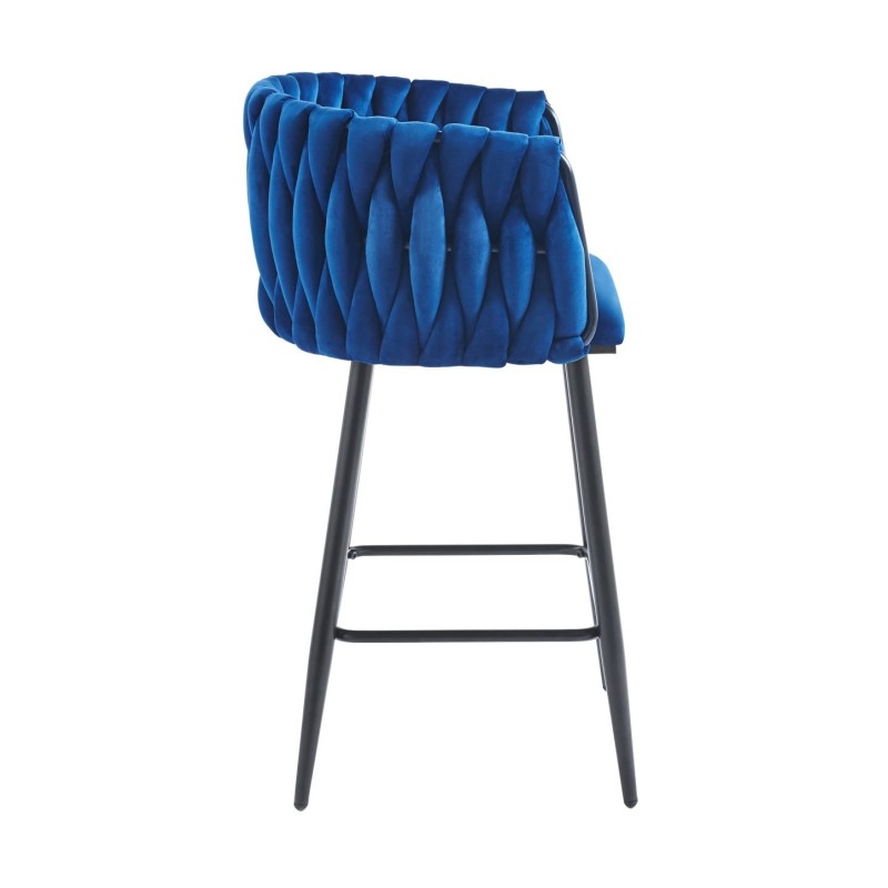 Taburete de terciopelo azul (estructura negra) Taburete de terciopelo azul (estructura negra)