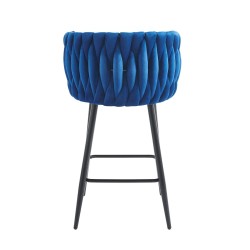 Taburete de terciopelo azul (estructura negra) Taburete de terciopelo azul (estructura negra)