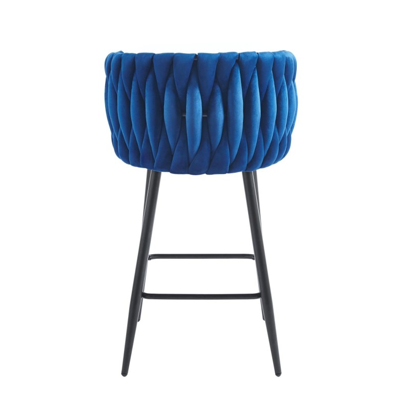 Taburete de terciopelo azul (estructura negra) Taburete de terciopelo azul (estructura negra)