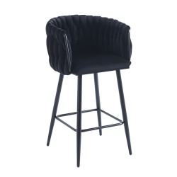 Taburete alto de terciopelo negro (estructura negra) Taburete alto de terciopelo negro (estructura negra)