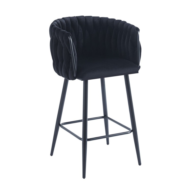 Taburete alto de terciopelo negro (estructura negra) Taburete alto de terciopelo negro (estructura negra)