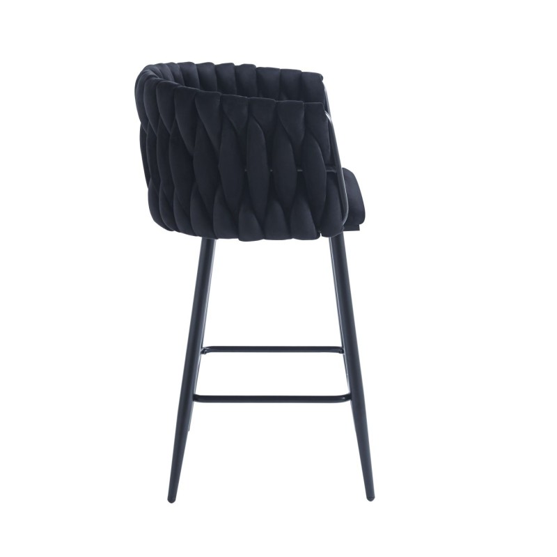 Taburete alto de terciopelo negro (estructura negra) Taburete alto de terciopelo negro (estructura negra)