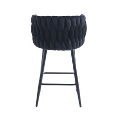 Taburete alto de terciopelo negro (estructura negra) Taburete alto de terciopelo negro (estructura negra)