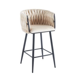 Taburete de terciopelo beige (estructura negra) Taburete de terciopelo beige (estructura negra)