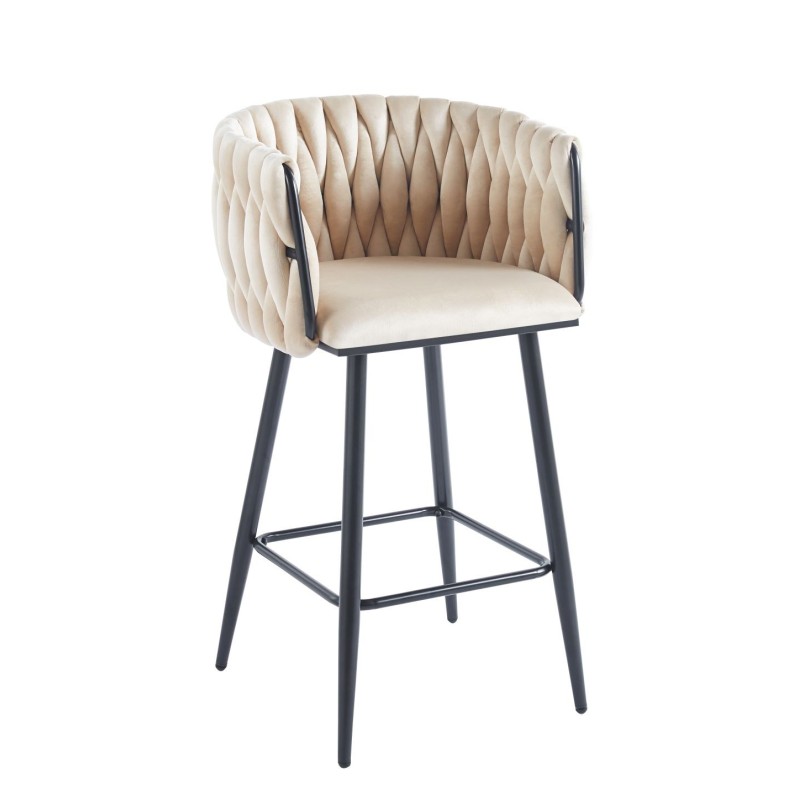 Taburete de terciopelo beige (estructura negra) Taburete de terciopelo beige (estructura negra)