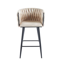 Beige velvet bar stool (black frame) Beige velvet bar stool (black frame)