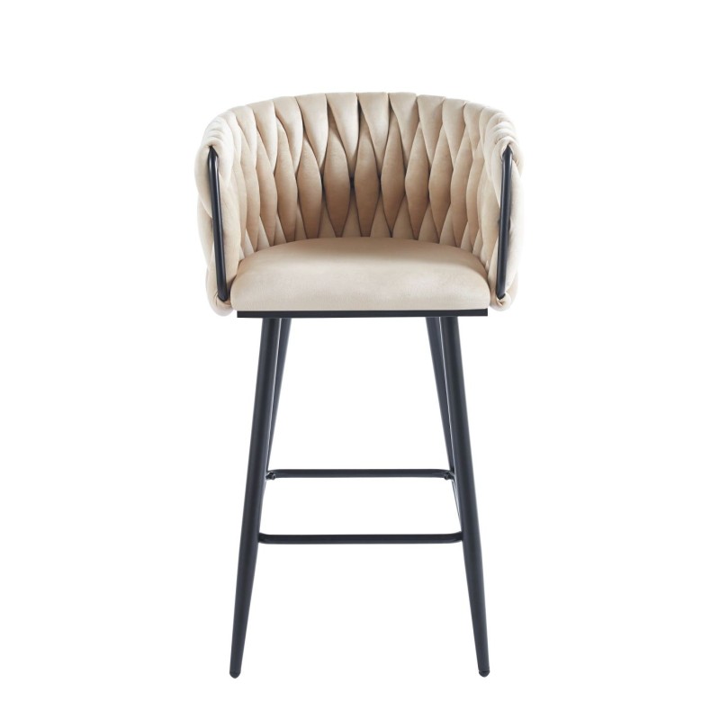 Beige velvet bar stool (black frame) Beige velvet bar stool (black frame)