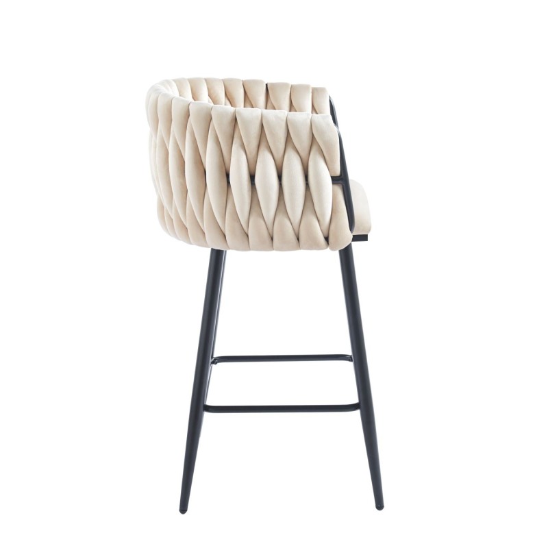 Taburete de terciopelo beige (estructura negra) Taburete de terciopelo beige (estructura negra)