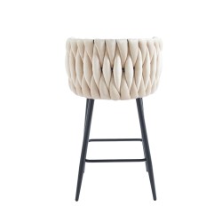 Taburete de terciopelo beige (estructura negra) Taburete de terciopelo beige (estructura negra)