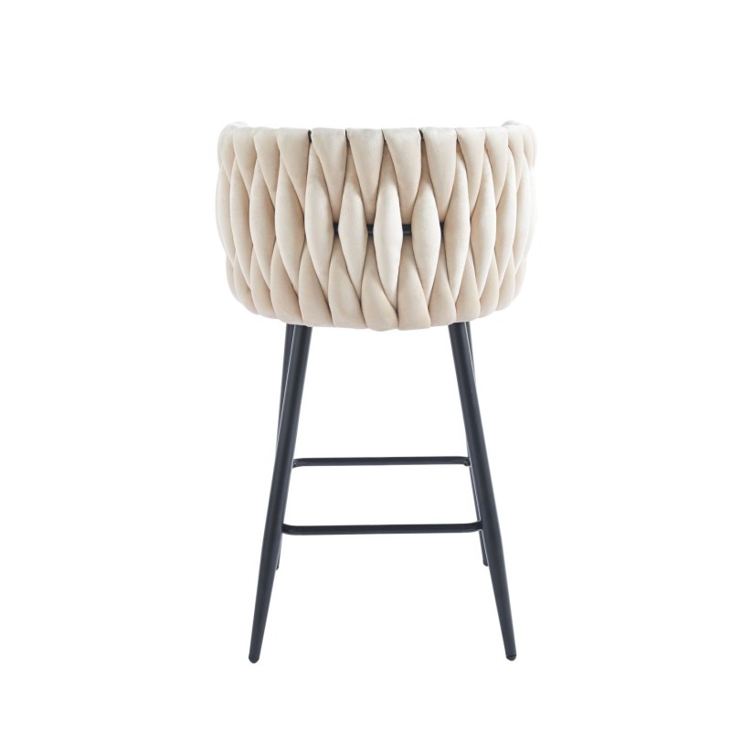 Taburete de terciopelo beige (estructura negra) Taburete de terciopelo beige (estructura negra)