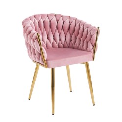 Silla de terciopelo (rosa) - estructura dorada