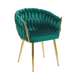 Silla de terciopelo (verde) - estructura dorada