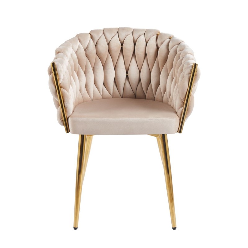 Silla de terciopelo (beige) - estructura dorada Silla de terciopelo (beige) - estructura dorada