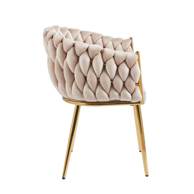 Silla de terciopelo (beige) - estructura dorada Silla de terciopelo (beige) - estructura dorada