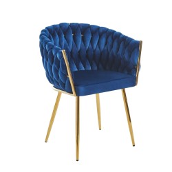 Silla de terciopelo (azul) - estructura dorada