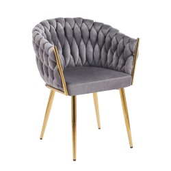 Silla de terciopelo (gris) - estructura dorada
