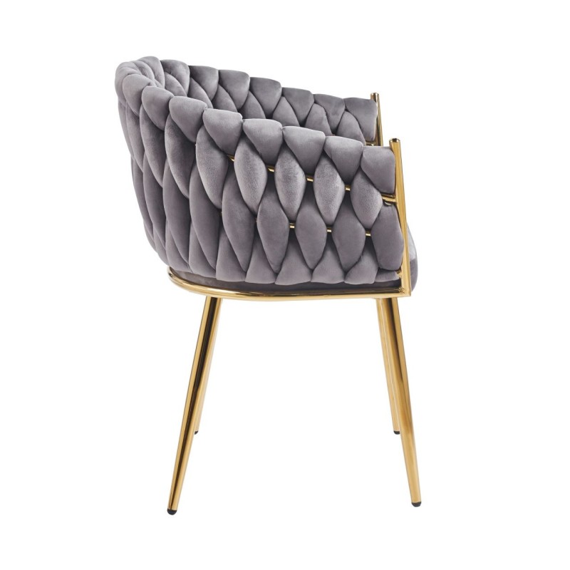 Silla de terciopelo (gris) - estructura dorada Silla de terciopelo (gris) - estructura dorada