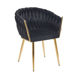 Silla de terciopelo (negra) - estructura dorada