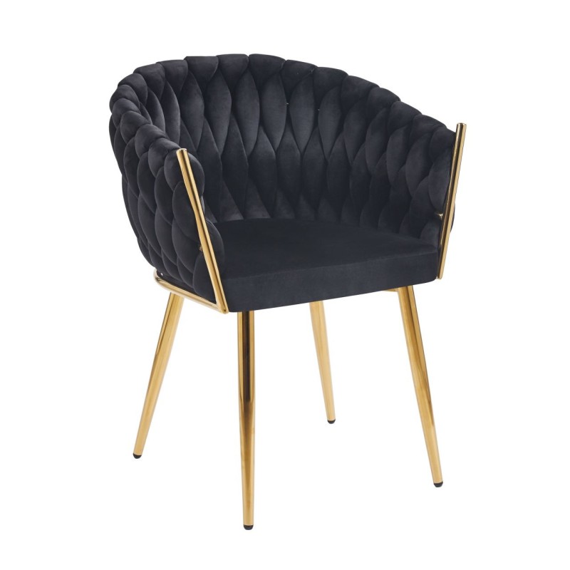 Silla de terciopelo (negra) - estructura dorada Silla de terciopelo (negra) - estructura dorada