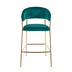Taburete alto de terciopelo verde (estructura dorada) Taburete alto de terciopelo verde (estructura dorada)