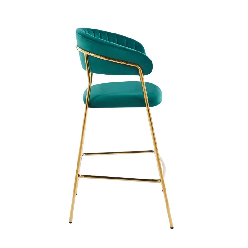 Taburete alto de terciopelo verde (estructura dorada) Taburete alto de terciopelo verde (estructura dorada)