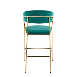 Taburete alto de terciopelo verde (estructura dorada) Taburete alto de terciopelo verde (estructura dorada)