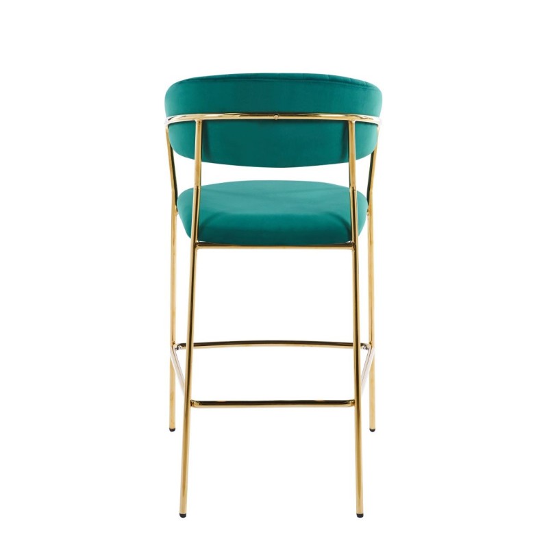 Taburete alto de terciopelo verde (estructura dorada) Taburete alto de terciopelo verde (estructura dorada)