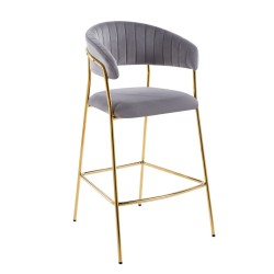 Gray velvet bar stool (gold frame) Gray velvet bar stool (gold frame)