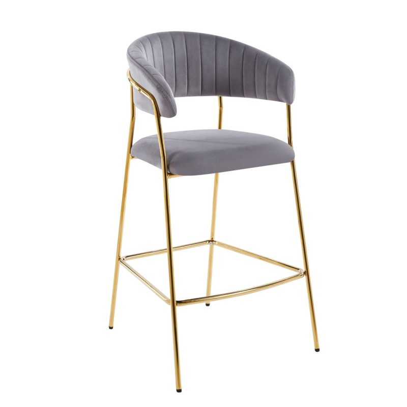 Gray velvet bar stool (gold frame) Gray velvet bar stool (gold frame)