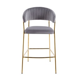 Gray velvet bar stool (gold frame) Gray velvet bar stool (gold frame)