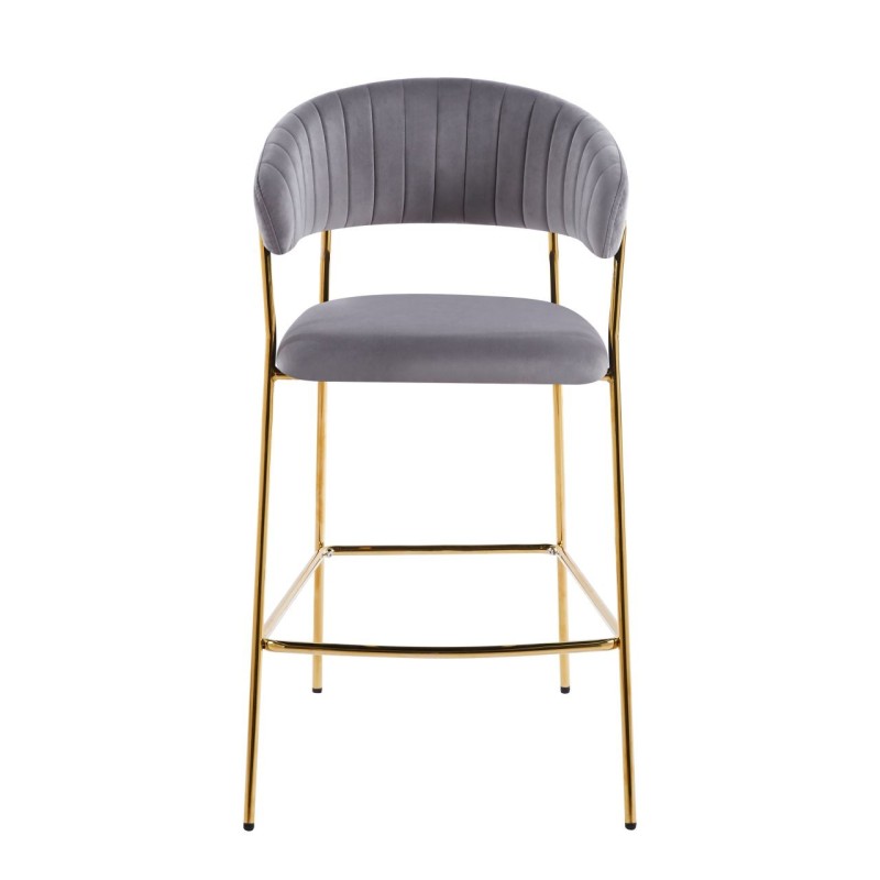 Gray velvet bar stool (gold frame) Gray velvet bar stool (gold frame)
