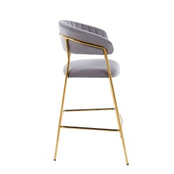 Gray velvet bar stool (gold frame) Gray velvet bar stool (gold frame)
