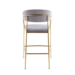 Gray velvet bar stool (gold frame) Gray velvet bar stool (gold frame)