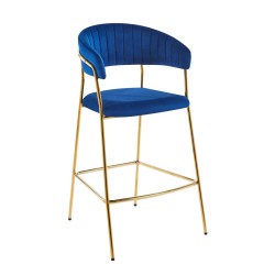 Taburete velvet azul (estructura dorada) Taburete velvet azul (estructura dorada)