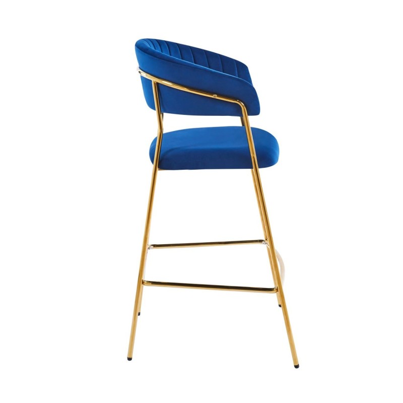 Taburete velvet azul (estructura dorada) Taburete velvet azul (estructura dorada)