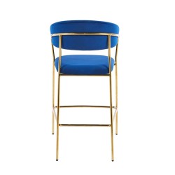 Taburete velvet azul (estructura dorada) Taburete velvet azul (estructura dorada)