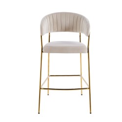 Taburete de terciopelo beige (estructura dorada) Taburete de terciopelo beige (estructura dorada)